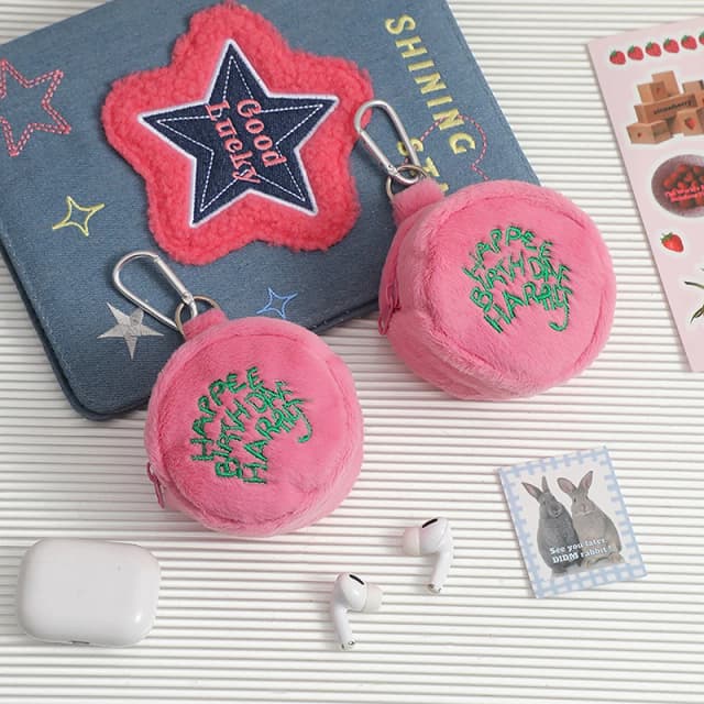 Rosa mini moeda potters bolsa fone de ouvido cabo saco de armazenamento kawaii ponto bonito pelúcia harries bolsa portátil moeda bolsa bolo saco