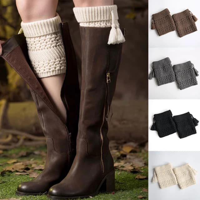 Bota punhos meias mulheres perna mangas curtas moda malha bota punhos topper meias inverno quente malha bota meias