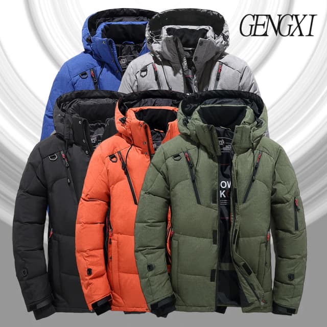 Masculino ao ar livre leve quente gola destacável para baixo jaqueta inverno nova chegada casual moda multi-bolso workwear para baixo casaco