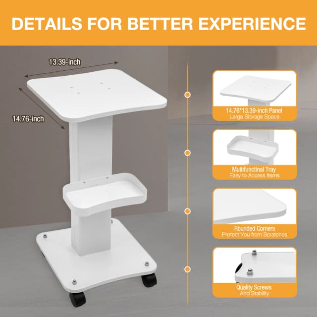 ABS Beauty Salon Trolley, Simplicidade Pedestal, Rolling Cart, Carga 40Kg para salões de beleza, médicos, Cabeleireiros Laboratório