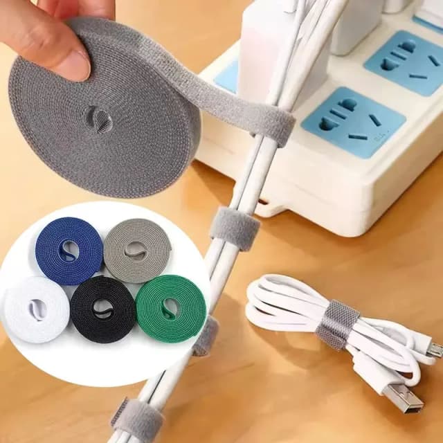 1/3/5M Organizador de cabos Abraçadeiras Gerenciamento Fio Enrolador Fita Fone de ouvido Mouse Abraçadeiras de gerenciamento de cabos