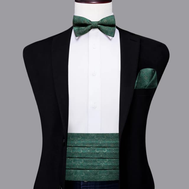 Designer de luxo Solid Green Cummerbund, Hi-Tie Bow Tie Set, espartilho de smoking formal, cinto elástico para homens, casamento Cummerbunds