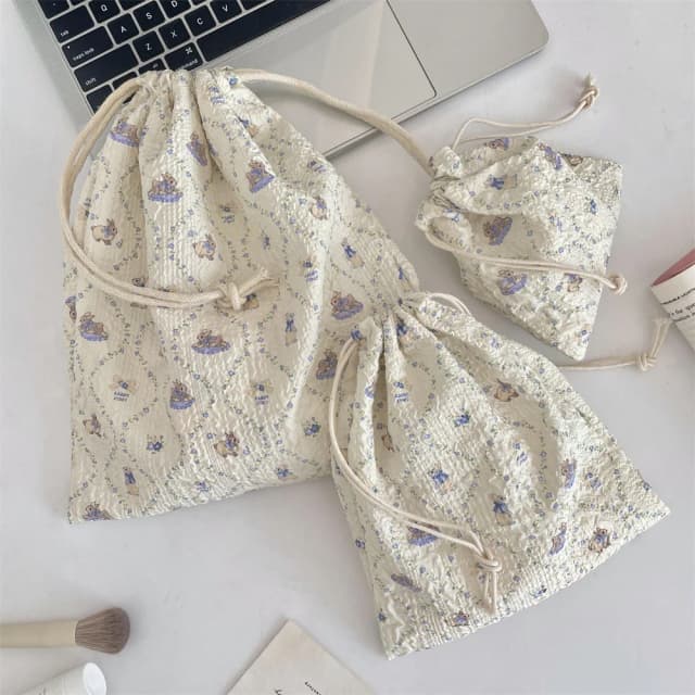 Bonito dos desenhos animados feminino saco de maquiagem bolsa kawaii portátil produtos de higiene pessoal organizador de armazenamento de cosméticos de viagem saco de cosméticos caso com cordão