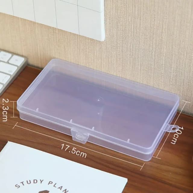 Organizador de mesa de plástico transparente de tamanho grande: caixa de armazenamento transparente com função de classificação para papelaria de estudante 2030