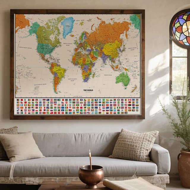 Pôster de mapa mundi de edição clássica, idioma inglês, pintura sem moldura, arte de parede e impressão, material escolar de escritório, 100*70cm