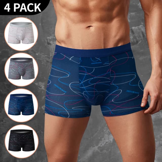 Roupa íntima masculina de 4 peças, confortável e elegante, plus size, estampa boyshort máximo 6xl, calção de banho para adolescentes.