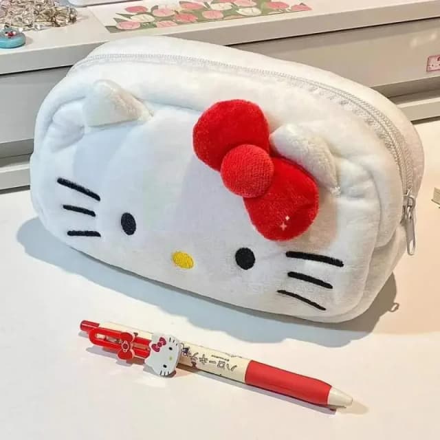 Olá Kitty Estojo de Pelúcia, Estudante Grande Capacidade Papelaria Bag, Meninas Maquiagem Saco De Armazenamento, Kawaii Presentes Bonitos, Festa