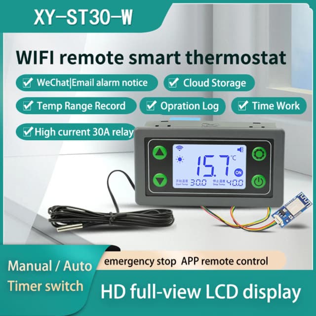 Sa30 sa10 wifi termostato de controle remoto 6-30v 110-220v módulo controlador de temperatura digital app alarme de coleta de temperatura