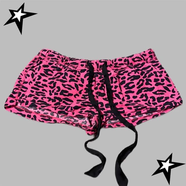 Y2k shorts harajuku leopardo impressão feminina rock gótico retro calças hip hop streetwear especiarias meninas calças quentes punk sexy