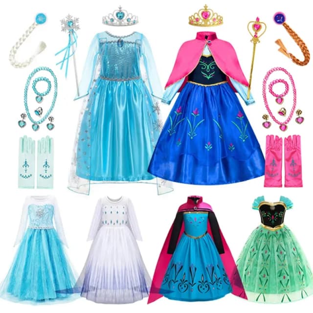 Disney elsa anna vestidos de princesa meninas malha lantejoulas vestido crianças cosplay congelado neve rainha trajes carnaval festa aniversário vestidos