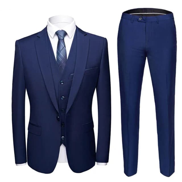 3 peça blazer + colete + calças conjunto blazer jaqueta colete calças terno de negócios lapela único breasted fino casamento banquete baile terno masculino