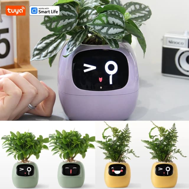 Plantador inteligente Tuya Ivy, diversão sem fim com mais de 49 expressões ricas, 7 sensores inteligentes, chips AI fazem levantando plantas fáceis e divertidas