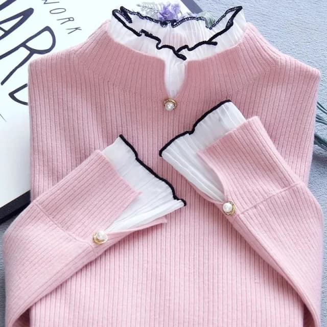 2023 primavera outono camisola de caxemira camisola de malha feminina meia alta pescoço pullovers macios mangas compridas suéteres pull femme