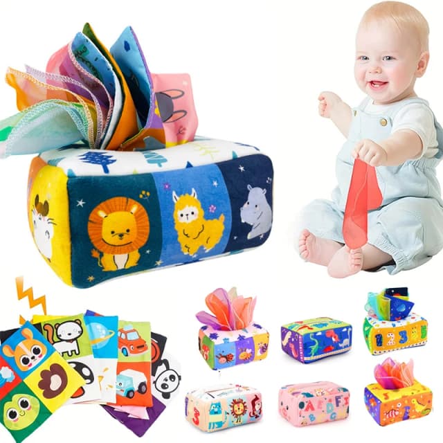 Bebê Montessori Magic Tissue Box Toy, Atividade de Aprendizagem Educacional, Brinquedo Sensorial para Crianças, Exercício com os Dedos