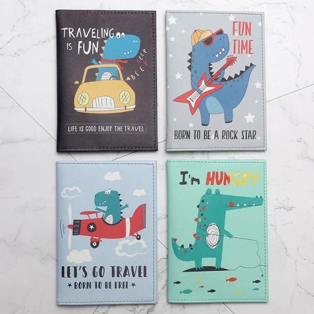 Capa de passaporte de couro dos desenhos animados para crianças das mulheres dos homens viagem passaporte id titular do cartão carteira bolsa sacos de viagem acessórios de embarque