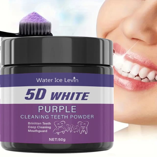 Água Gelo Levin Roxo Toothpowder Iluminador: Para um Branco Profundo 5D Frescura Limpa e Revitalizante.