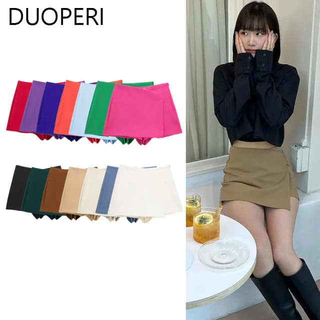 Duoperi moda feminina simples assimétrico saia estilo shorts feminino chique senhora casual básico curto skorts culottes