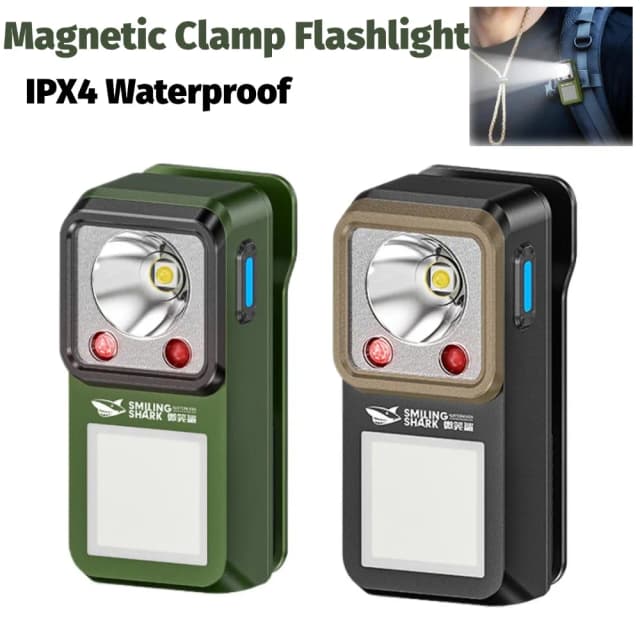 Lanterna LED Magnética com Clipe para Uso Externo, Iluminação Ultra Duradoura, Lâmpada de Emergência Recarregável para Camping e Caminhadas