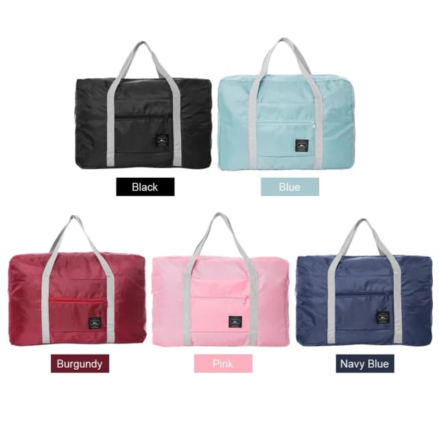 Bolsa de viagem dobrável à prova d'água de cor sólida Bolsa de bagagem leve de grande capacidade