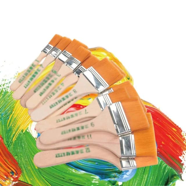 12 conjuntos de pincéis de nylon para pintura a óleo, pincel pequeno e médio, adequado para pintar parede de churrasco