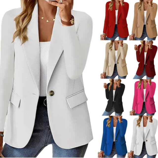 Jaqueta blazer de grandes dimensões feminina terno de negócios casaco lapela manga longa botão sólido casual elegante casaco na moda solto outwear