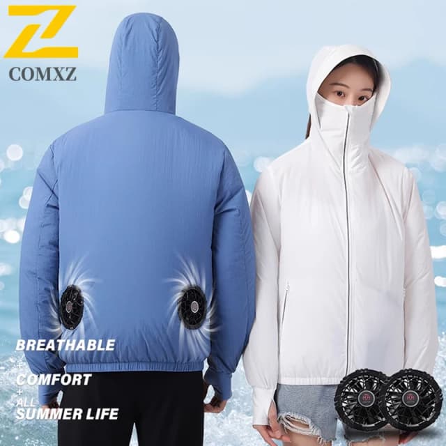 Ventilador de pesca de verão jaqueta de gelo casaco protetor solar masculino ar condicionado roupas refrigeração casal funcional resfriamento blusão