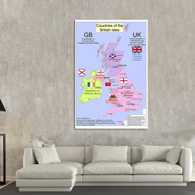 Non-Woven Canvas Pintura Wall Art Poster, O Reino Unido Mapa, Unframed Print, Sala Poster, Decoração para casa, 100x150cm