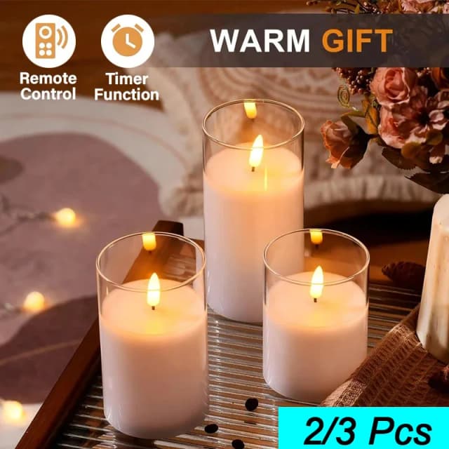 Velas eletrônicas led luz sem chama temporizador remoto lâmpada cintilação vidro acrílico transparente alimentado por bateria festa de casamento natal