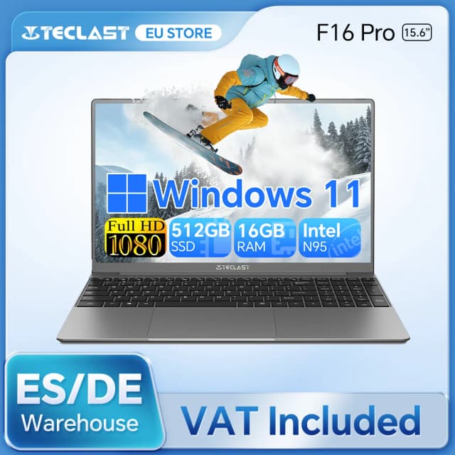 Teclast f16 pro 15.6 polegada portátil 16gb ram 512gb ssd computadores para intel n95 cpu 1920x1080 ips teclado retroiluminado mini-hdmi wifi 6 usb3.2 f16pro notebook