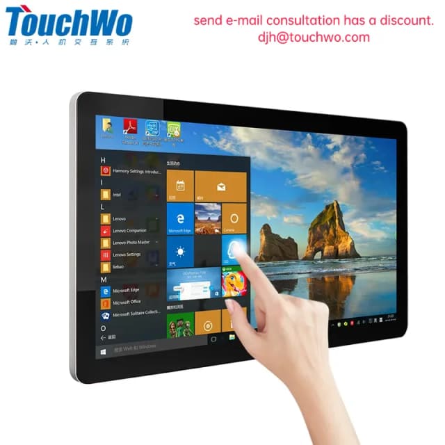Monitor Touchscreen TouchWo de 21.5, 23.8 e 27 polegadas com tela sensível ao toque, PC All-in-One industrial com Android e Windows 10 para uso comercial.