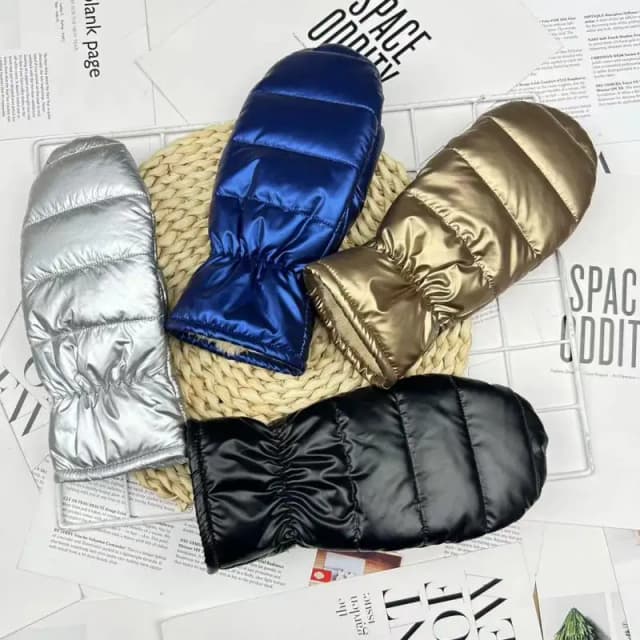 Mulheres inverno manter quente mais cashmere dedos completos luvas à prova dwaterproof água superfície brilhante ao ar livre ciclismo esqui