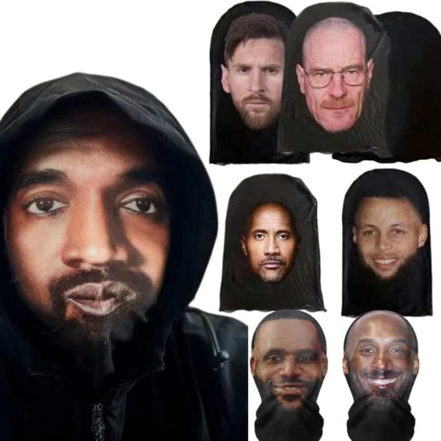 Novo 3d impresso kanye máscara de malha elástica máscara facial completa para homens mulheres cosplay headwear hip hop moda balaclava capuz chapéu chapelaria