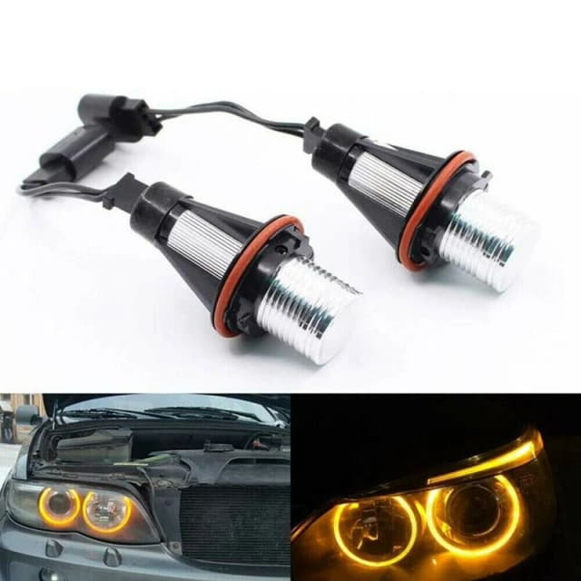Lâmpadas âmbar LED Halo, marcador de olho de anjo, lâmpadas para BMW E39, E53, E60, E63, E64, E66, E87, 5, 6, 7, X3, X5, 8000K, pacote de 2 pcs