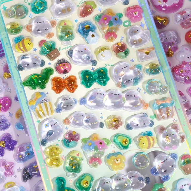 Mini estilo japonês novo dos desenhos animados 3d gota alívio adesivos scrapbooking diy diário papelaria decoração escola bonito adesivos