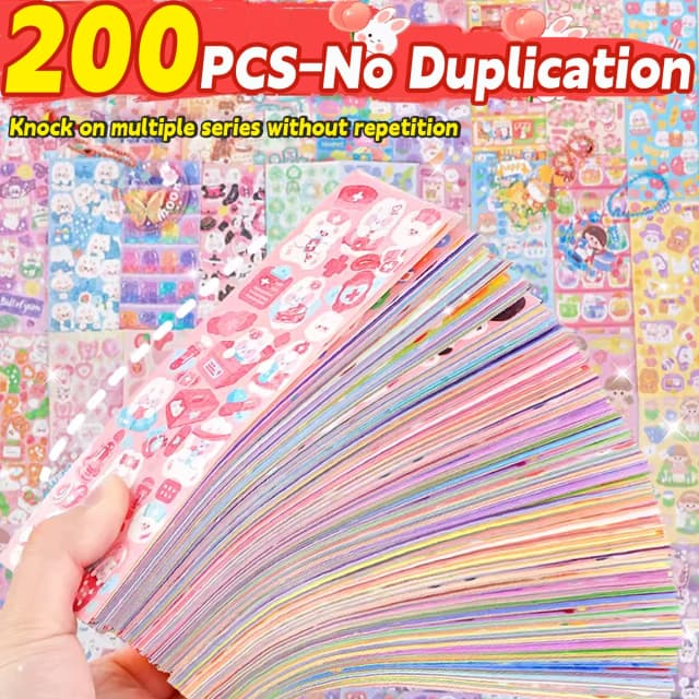 20-200 PCS Adesivos Fofos Goo Card Kawaii Desenho Animado Adesivo a Laser Sem Repetição para Diário DIY Decoração Escolar Material de Papelaria