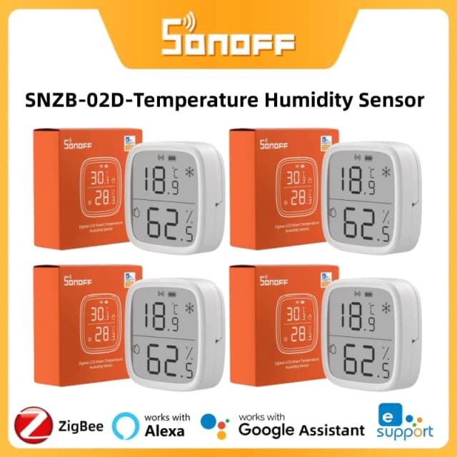 Sonoff SNZB-02D zigbee lcd inteligente sensor de umidade temperatura casa inteligente monitoramento remoto em tempo real trabalho com alexa google casa