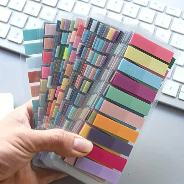 200 unidades de PET fluorescente vintage europeu transparente marcado dez cores misturadas para gravação de organização Adequado para escritório