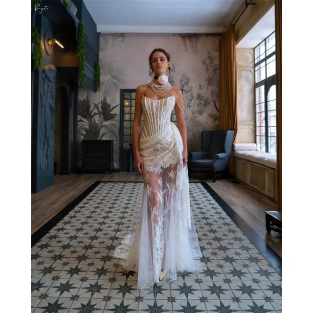 Kyoto personalizado lindo laço apliques bainha vestido de casamento fora do ombro vestidos de novia trem destacável e mangas formal