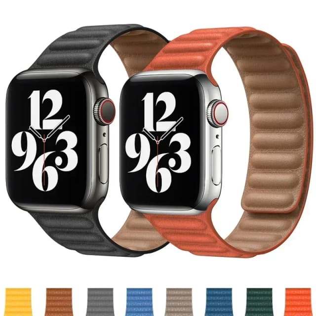 Link de couro para apple watch band 45mm 41mm 44mm 40mm 49mm pulseira de laço magnético original iwatch série 8 ultra 3 se 6 7 cinta