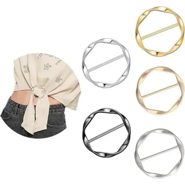 Conjunto de 5 peças de fivelas ajustáveis de metal multiuso para camisas, lenços, cintos, conjunto de acessórios de moda