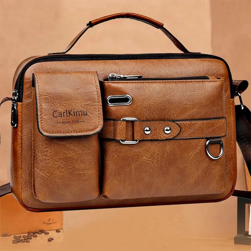 Bolsa mensageiro retrô masculina com design à prova d'água, pasta para laptop de grande capacidade para trabalho de escritório, viagens e escola