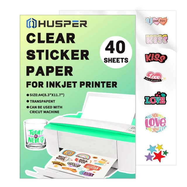 A4 (8.3x11.7 Polegada) tamanho imprimível 10/20/40 folhas de papel adesivo de vinil transparente não impermeável, papel decalque transparente autoadesivo
