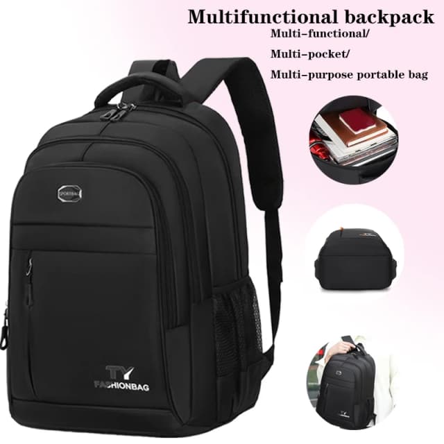 Mochila estilo neutro adequada para deslocamento, com vários zíperes para viagens de negócios, viagens de negócios, mochila de ombro duplo