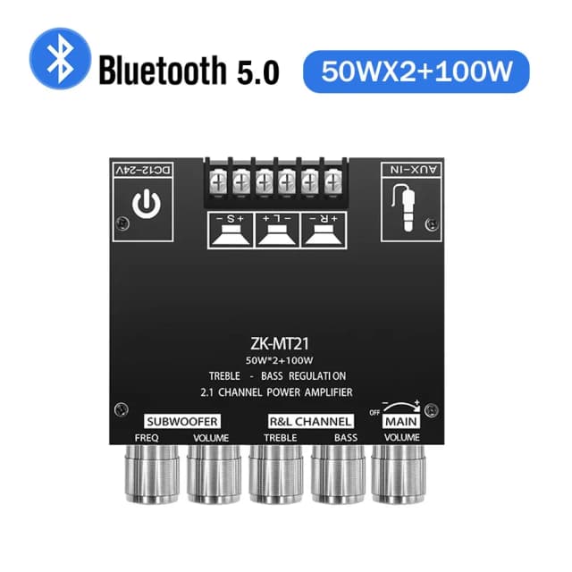 ZK-MT21 canal bluetooth 5.0 cs8673e 2.1 subwoofer placa amplificador 50w x 2 + 100w potência áudio estéreo placa amplificador baixo amp aux