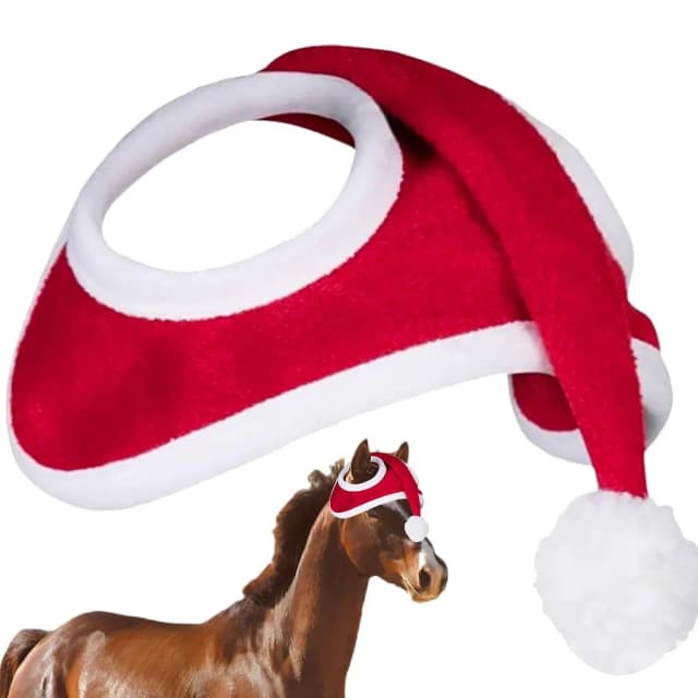 Cavalo chapéu de natal celebrações do feriado de natal cavalo inverno chapéu de natal chapéu de cavalo de natal cavalo papai noel acessórios de férias