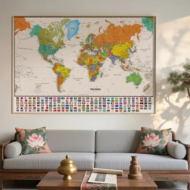Mapa mundi de 100*70cm, edição clássica, pôster de arte de parede sem moldura, pintura para casa e sala de aula, educacional para crianças e adultos