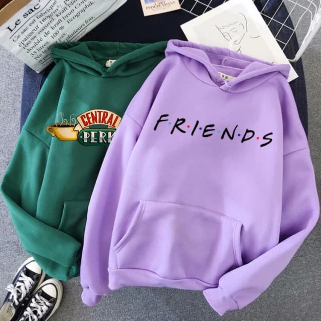 Amigos programa de tv harajuku engraçado dos desenhos animados amigos hoodies feminino ullzang gráfico amigos 90s moletom vintage anime com capuz feminino