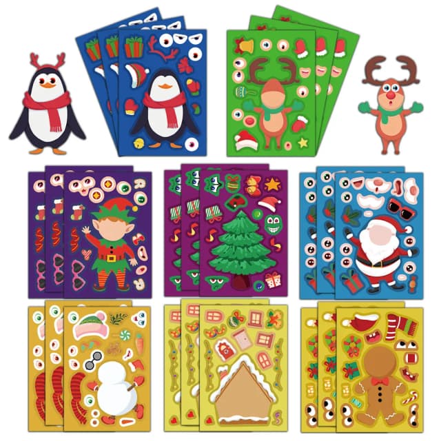 8 peças adesivos criativos da série que mudam de rosto de Natal, materiais de conta, adesivos Gooka para notebook de skate