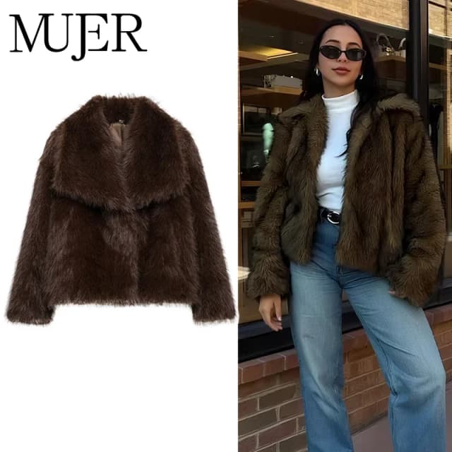 Muyer casaco peludo de pele sintética mulher quente inverno casaco fofo novas jaquetas de pelúcia para mulheres outerwears casacos de pelúcia femininos de luxo