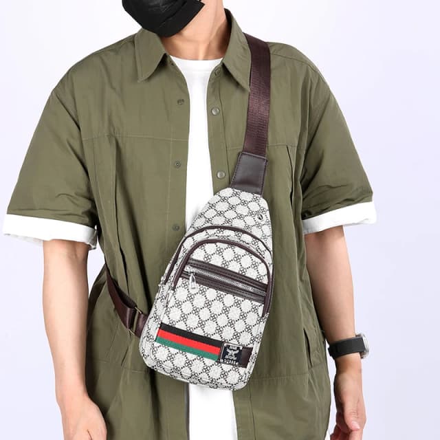 Bolsa mensageiro multifuncional masculina, bolsa de ombro de pano, bolsa casual crossbody com furo para fone de ouvido